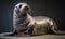 photo of crabeater seal on dark background. Generative AI