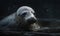 photo of crabeater seal on dark background. Generative AI