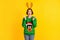 Photo crazy girl in funny deer decor jumper impressed jolly holly x-mas christmas theme party event news scream wear