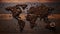 Photo of a creative world map made out of coffee beans