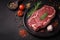 Photo Culinary elegance Raw striploin steak with a blend of spices