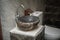 The photo of a dark stone clean sink