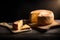 Photo delicious pieces of cheese on a dark background