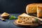 Photo delicious pieces of cheese on a dark background