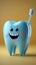 Photo Dental humor Funny tooth character, toothbrush, oral hygiene concept