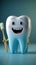 Photo Dental humor Funny tooth character, toothbrush, oral hygiene concept