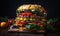 The photo depicts a hamburger