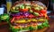 The photo depicts a hamburger