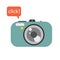 Photo digital camera with click speech bubble.