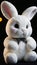 Photo Of Digital Illustration Of A Cute Fluffy White Rabbit Plush Toy, Lovely Stuffed Pet, Adorable Cuddly Figurine. Generative AI
