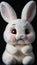 Photo Of Digital Illustration Of A Cute Fluffy White Rabbit Plush Toy, Lovely Stuffed Pet, Adorable Cuddly Figurine. Generative AI