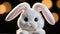 Photo Of Digital Illustration Of A Cute Fluffy White Rabbit Plush Toy, Lovely Stuffed Pet, Adorable Cuddly Figurine. Generative AI
