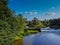 A photo from a drone showing the Warta River in central Poland.