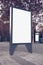 Photo empty lightbox on the bus stop. Vertical mockup