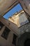 Photo of the facade of a historic Catholic Cathedral from the patio