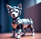 Photo fantasy metallic dog illustration