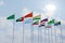 Photo flags brics membership concept of the brics summit or meeting countries flag brics