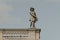 The photo in full length of old sculpture on the roof of the Palace on the Isle