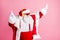 Photo funky crazy santa claus enjoy listen x-mas christmas newyear magic radio song headphones dance event wear sunglass