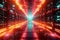 Photo Futuristic data hub Glowing lights illuminate advanced server infrastructure