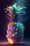 a photo of a glowing colourful magical chromatic pinapple generative AI