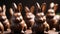 Photo Of Group Of High Detailed Chocolate Easter Bunnies. Generative AI