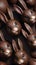 Photo Of Group Of High Detailed Chocolate Easter Bunnies. Generative AI