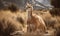 photo of guanaco Lama guanicoe in its natural habitat. Generative AI