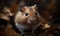 photo of hamster in its natural habitat with blurry background. Generative AI