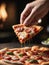 Photo Of Hand Grabbing A Slice Of Pizza. Generative AI