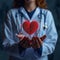 Photo Heart health focus Doctor holds stethoscope and heart icon illustration