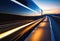 photo of high speed modern commuter train, motion blur