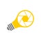 Photo Idea Vector Illustration Logo Template. Lens Diaphragm Yellow Light Bulb Icon
