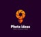 Photo Ideas Abstract Vector Logo Template. Shutter and Light Bulb Concept Symbol. Diaphragm Icon. Photography Sign