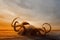 Photo illustration of a squid being crushed by a large rock in the sea