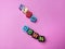 Photo Illustration, Word Slow Down from plastic alphabet cube beads