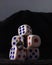 Photo, Jobless, Sitting Stress Man white plastic Dice, Illustration for Bankrupt Gambler