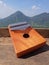 Photo Kalimba, acoustic music instrument from africa and at Wood Desk near Pancar Mountain, West Java Indonesia