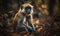 photo of langur on blurry forest background. Generative AI