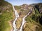 Photo of Latefossen - rapid waterfall in Norway. Aerial view, summer time.