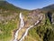 Photo of Latefossen - rapid waterfall in Norway. Aerial view, summer time.