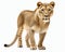 photo of liger hybrid of lion and tiger isolated on white background. Generative AI