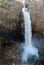 Photo of Manafossen waterfall in Norway. Aerial shot. Top view.