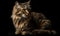 photo of Manx cat on black background. Generative AI