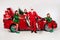 Photo of x-mas cheerful people drive car confident ready help wear costume isolated white color background