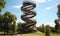 Photo of a mesmerizing spiral sculpture in the heart of a serene park