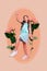 Photo minimal collage of little preteen girl dancing have fun international woman day much flowers gifts holiday