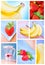 Photo montage with strawberries and bananas