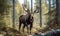 photo of moose standing in a forest. Generative AI