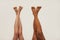 Photo of natural multiracial women& x27;s legs, body positive. Feminist females in underwear, isolated on white background